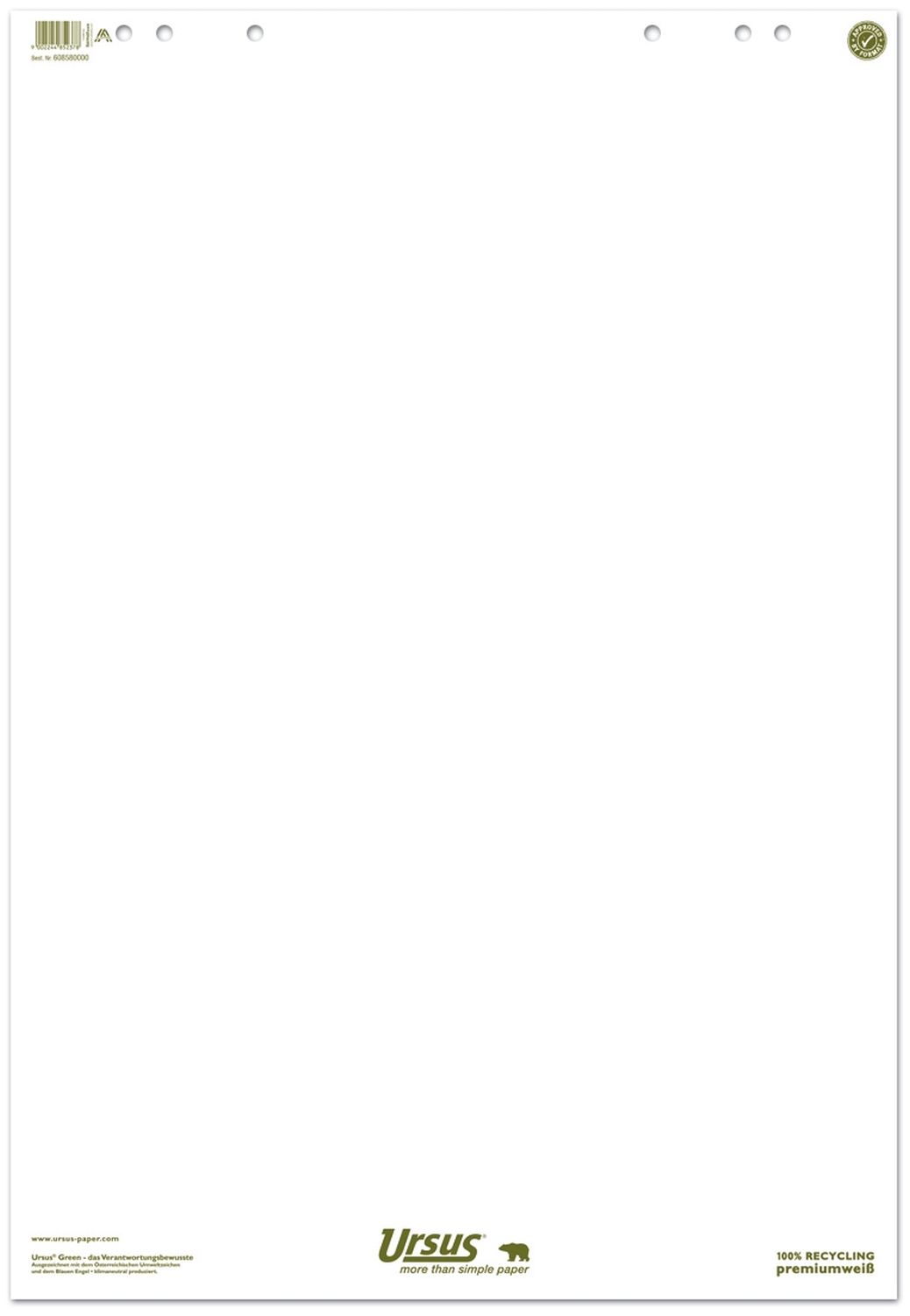 Flipchart-Block - 68 x 99 cm, blanko, 80 g/qm, 20 Blatt Flipchart-Block - 68 x 99 cm, blanko, 80 g/qm, 20 Blatt