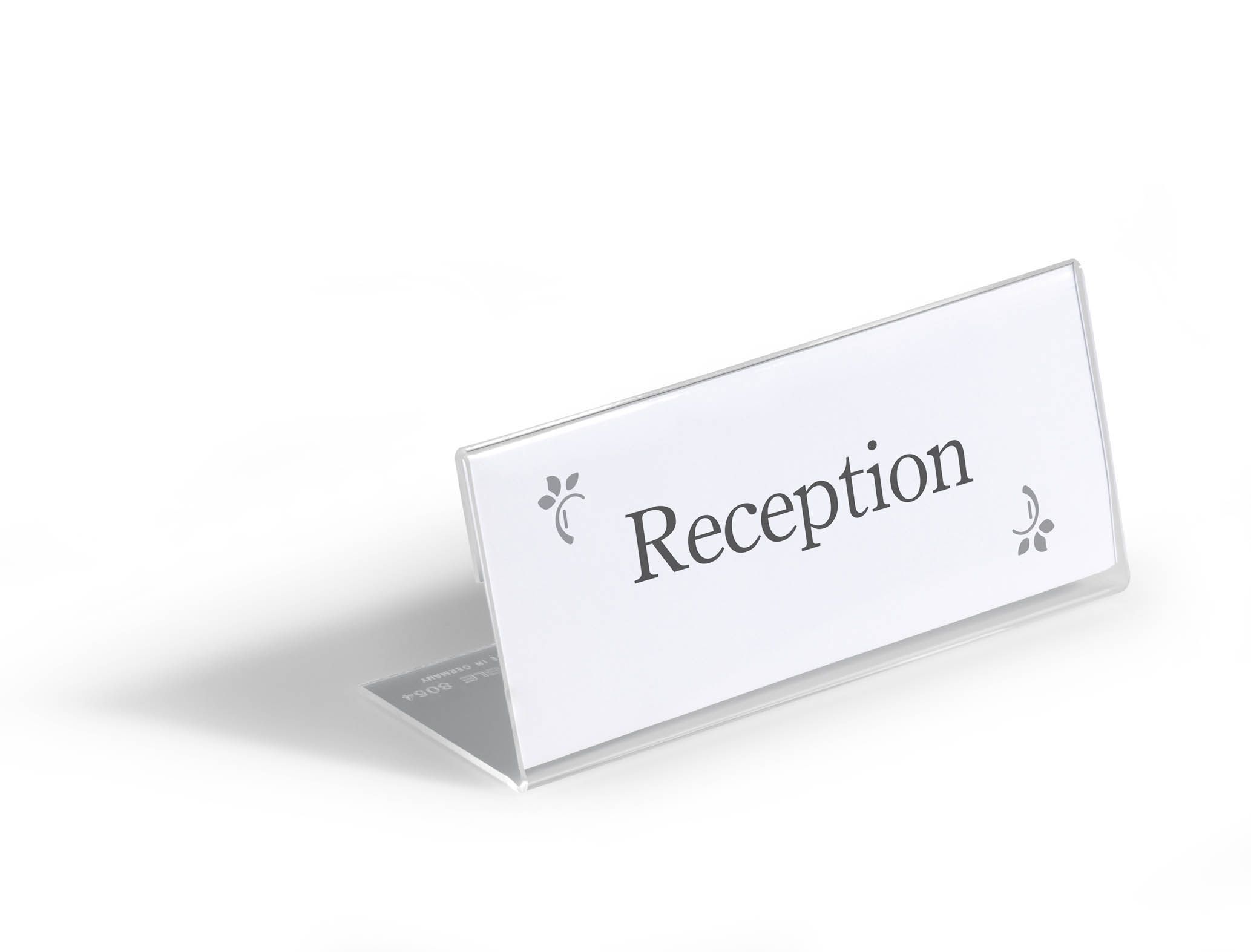 Tischaufsteller in L-Form, Schild weiß, 150 x 64 mm, 10 Stück