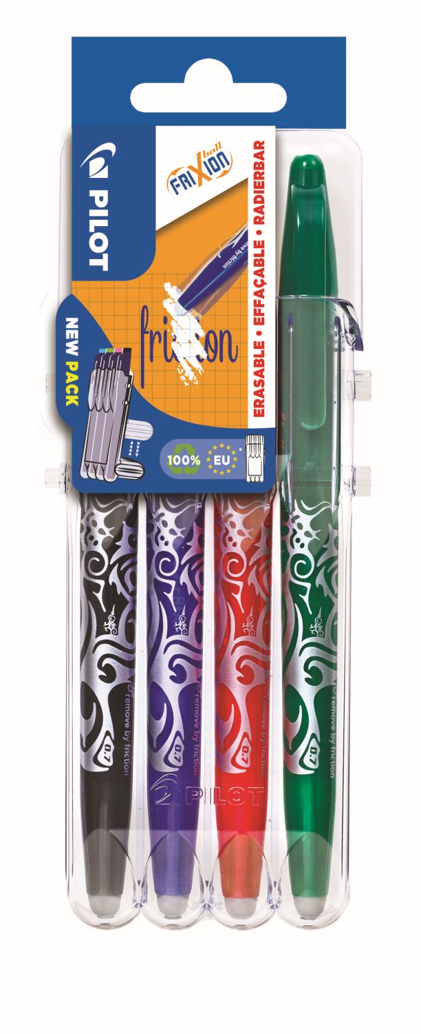 Tintenroller FriXion Ball 0.7 - 0,4 mm, 4er Pack sortiert, radierbar