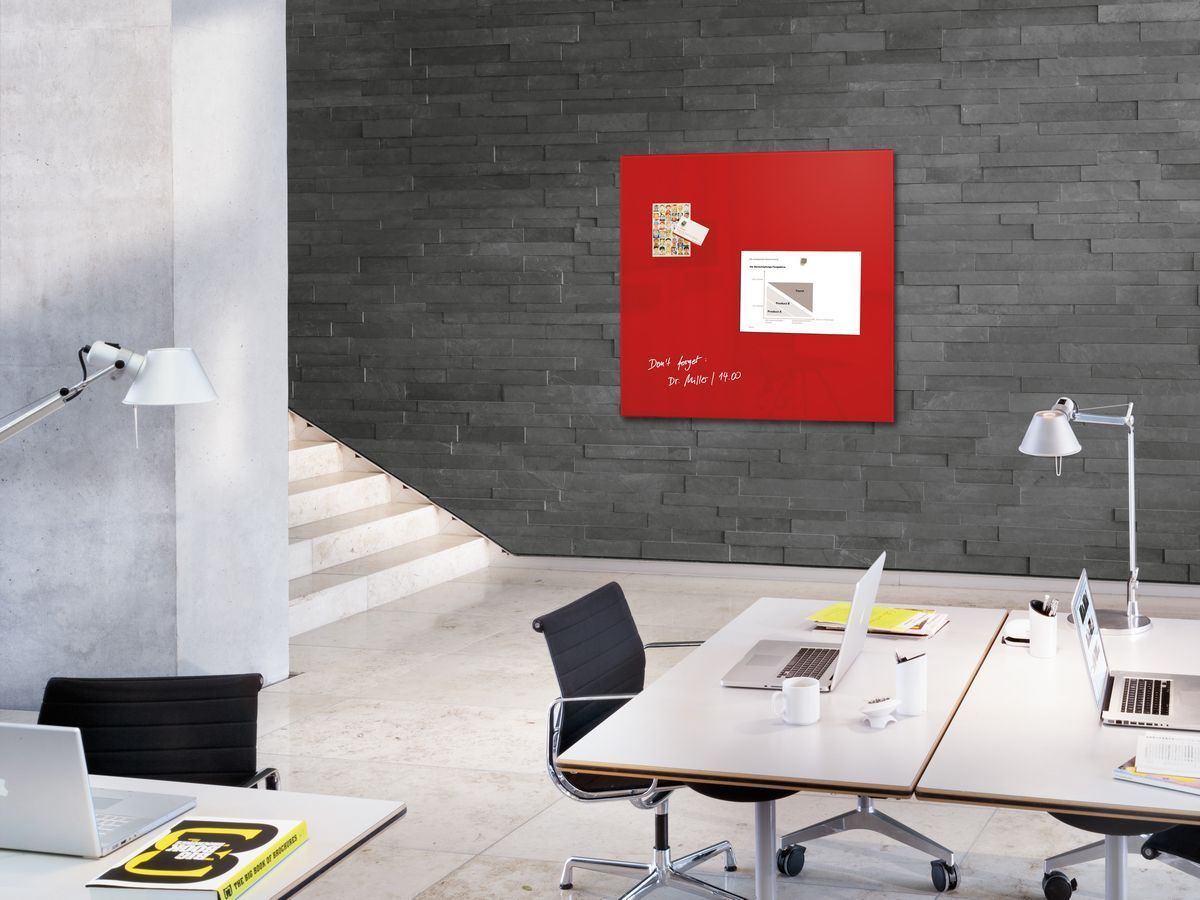 Glas-Magnetboard Artverum - rot, 100 x 100 cm Glas-Magnetboard Artverum - rot, 100 x 100 cm