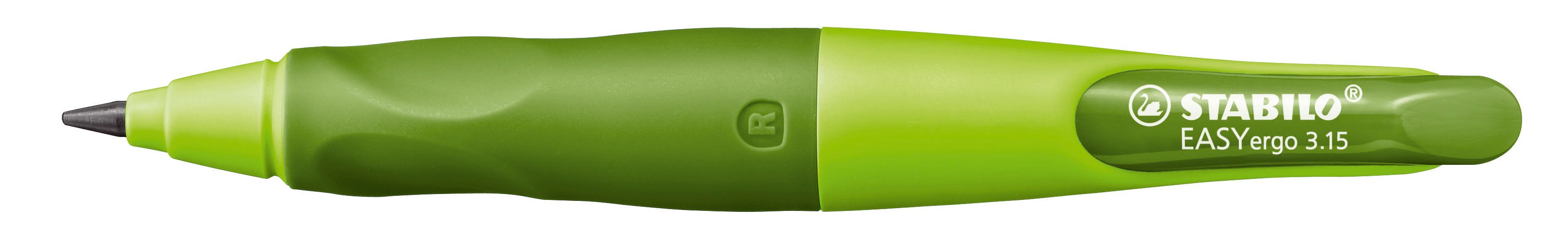 Ergonomischer Druck-Bleistift für Rechtshänder - EASYergo 3.15 in hellgrün/dunkelgrün - Einzelstift - inklusive 1 dicken Mine - Härtegrad HB & Spitzer Ergonomischer Druck-Bleistift für Rechtshänder - EASYergo 3.15 in hellgrün/dunkelgrün - Einzelstift - inklusive 1 dicken Mine - Härtegrad HB & Spitzer