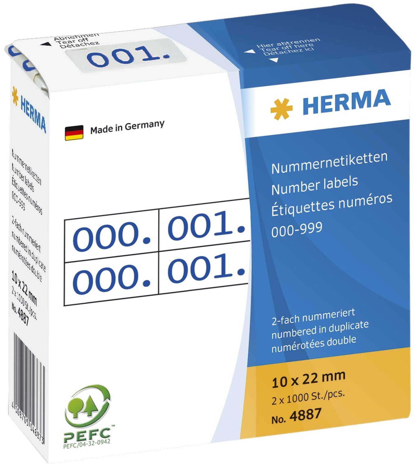 4887 Nummernetiketten doppelt selbstklebend 10x22 mm Aufdruck blau 4887 Nummernetiketten doppelt selbstklebend 10x22 mm Aufdruck blau