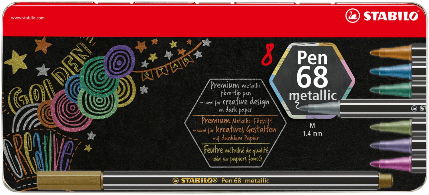 Premium Metallic-Filzstift - Pen 68 metallic - 8er Metalletui - mit 8 verschiedenen Metallic-Farben Premium Metallic-Filzstift - Pen 68 metallic - 8er Metalletui - mit 8 verschiedenen Metallic-Farben