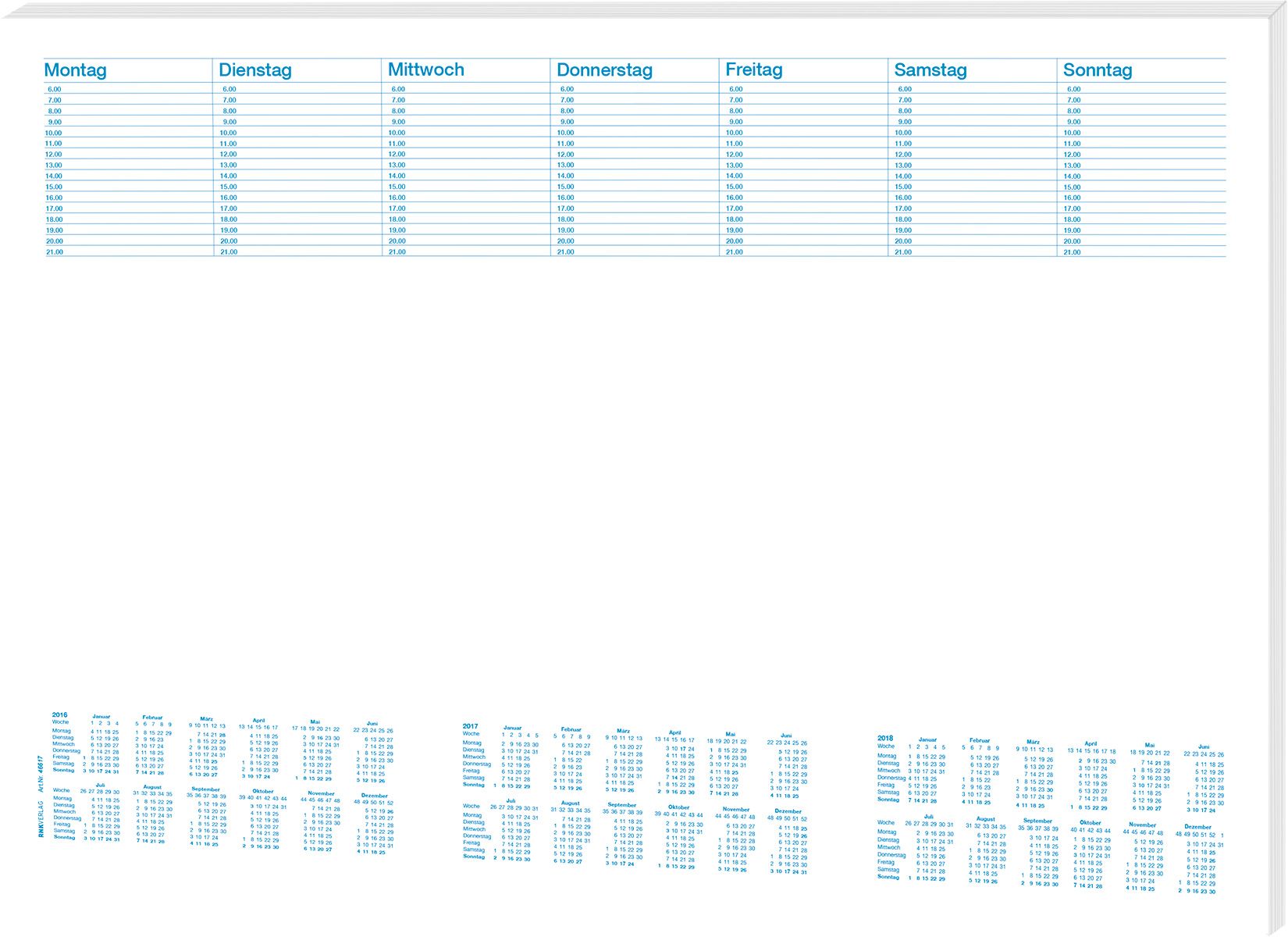 Notiz-Schreibunterlage Office - Blanko mit Kalendarium - 60 x 42 cm, 30 Blatt