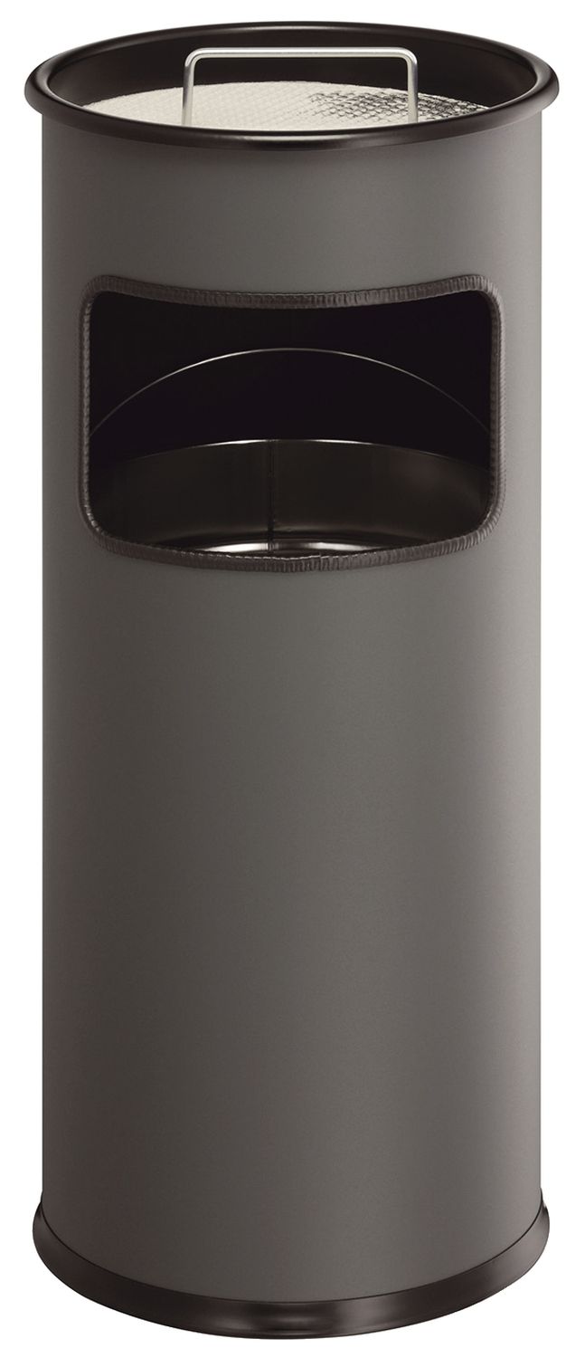 Papierkorb mit Ascher METALL - Ø260 x 620 mm, 17 l, anthrazit Papierkorb mit Ascher METALL - Ø260 x 620 mm, 17 l, anthrazit