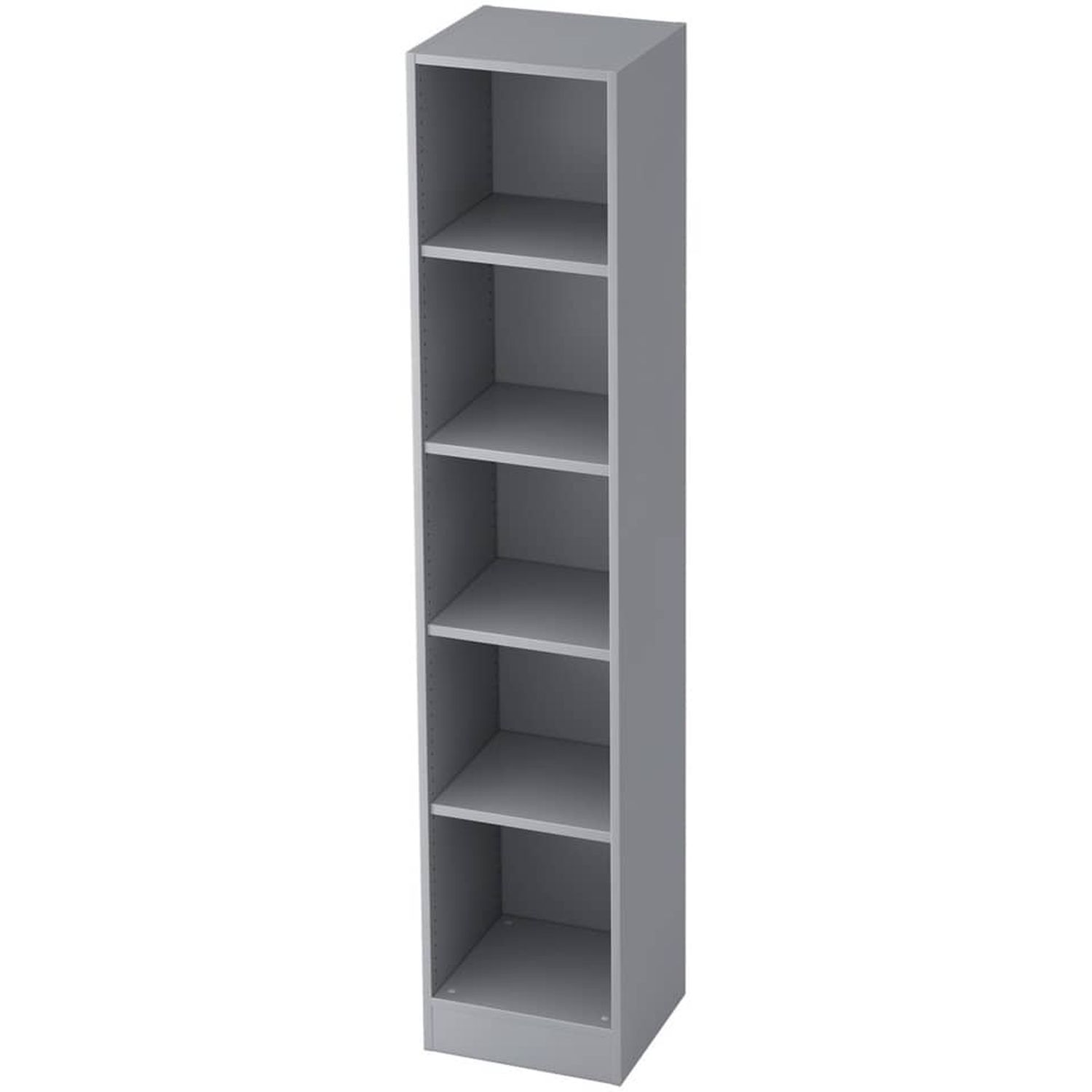 Regal - schmal, 5OH, 40,6 cm breit, Sockelblende, Grau Regal - schmal, 5OH, 40,6 cm breit, Sockelblende, Grau