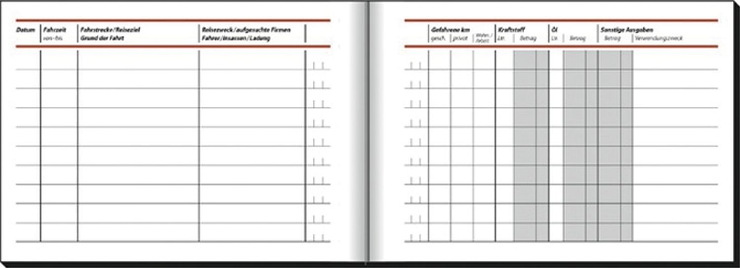 Fahrtenbuch für Pkw - mit Klammerheftung, A6 quer, 40 Blatt Fahrtenbuch für Pkw - mit Klammerheftung, A6 quer, 40 Blatt