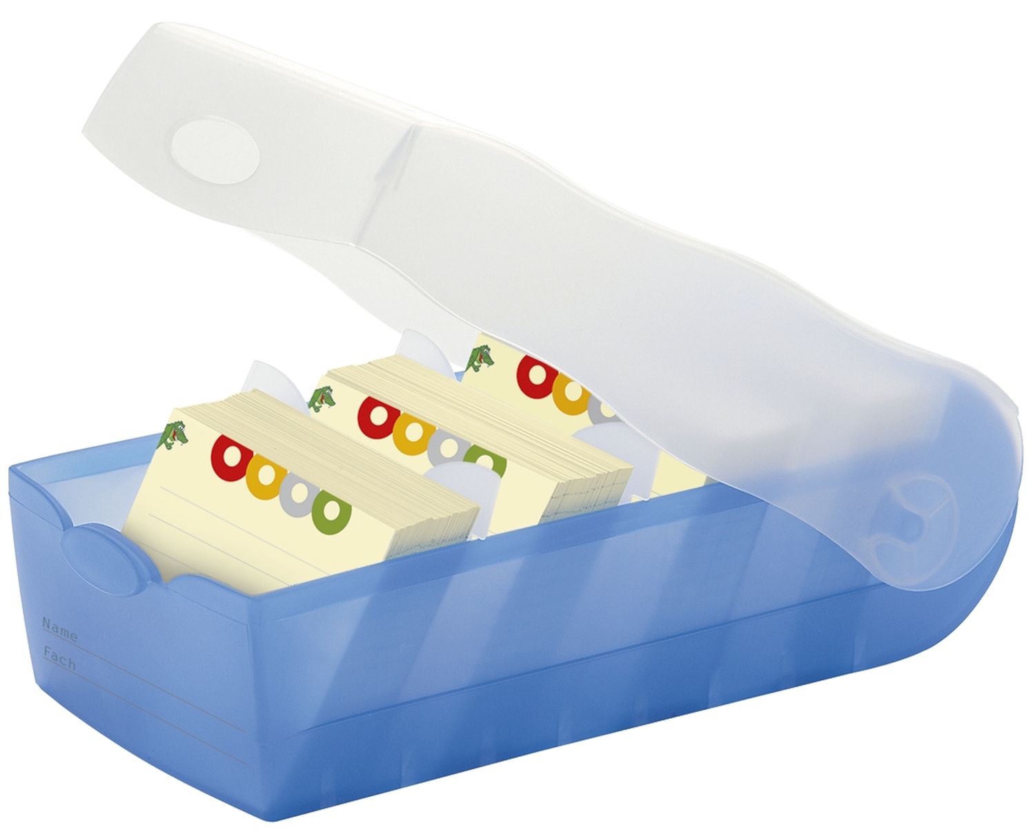 Karteibox CROCO - A8 quer, für 500 Karten, blau-transluzent Karteibox CROCO - A8 quer, für 500 Karten, blau-transluzent