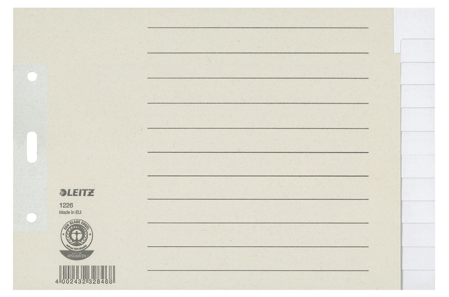 1226 Register - Tauenpapier, blanko, A5 quer Überbreite, 12 Blatt, grau 1226 Register - Tauenpapier, blanko, A5 quer Überbreite, 12 Blatt, grau