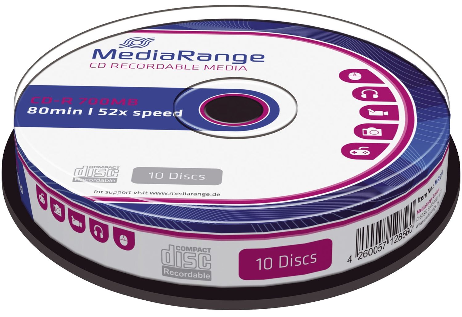 CD-R Rohlinge - 700MB/80Min, 52-fach/Spindel, Packung mit 10 Stück CD-R Rohlinge - 700MB/80Min, 52-fach/Spindel, Packung mit 10 Stück