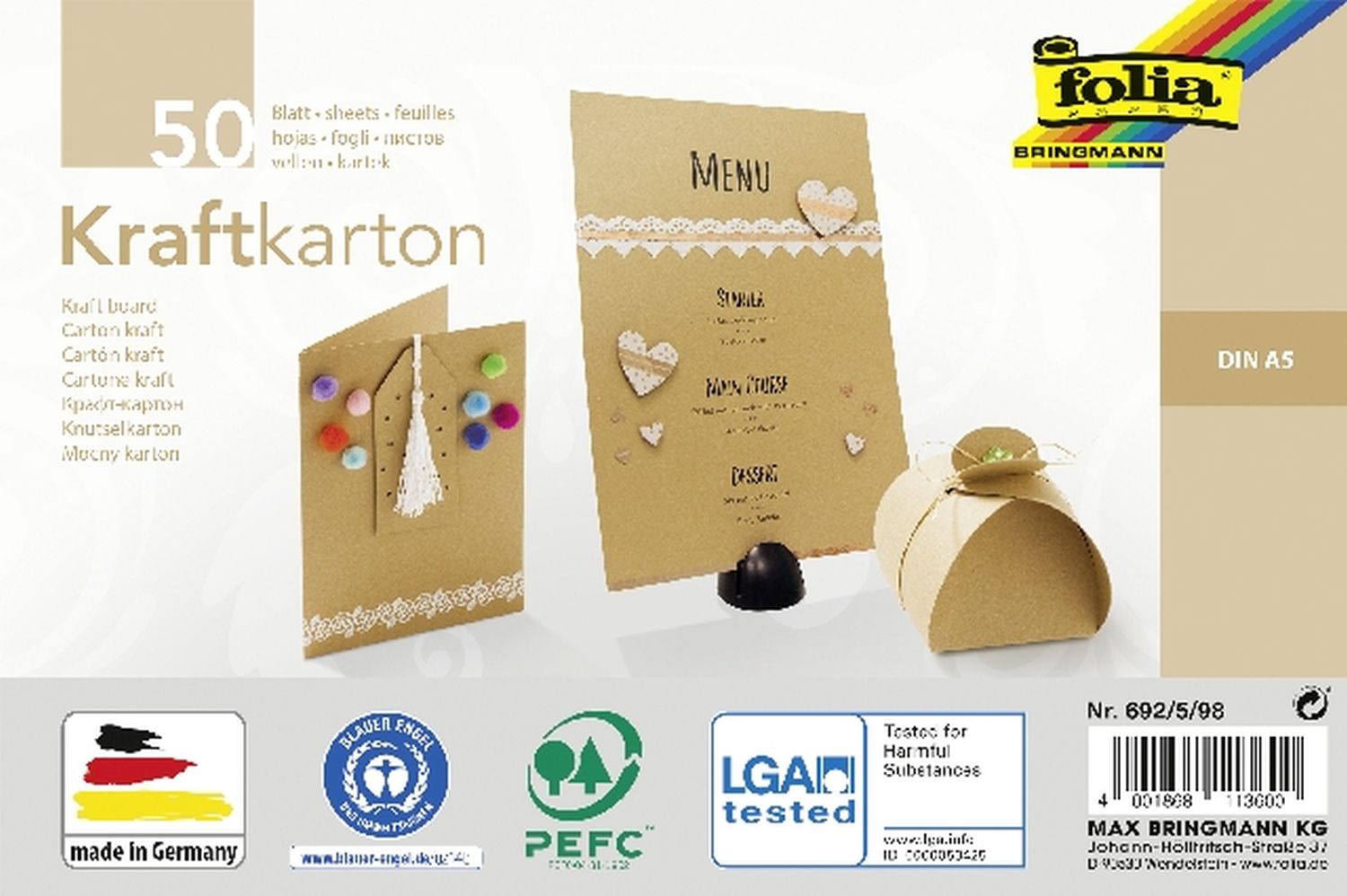 Kraftpapier - natur, A5, 230 g/qm, 50 Blatt Kraftpapier - natur, A5, 230 g/qm, 50 Blatt