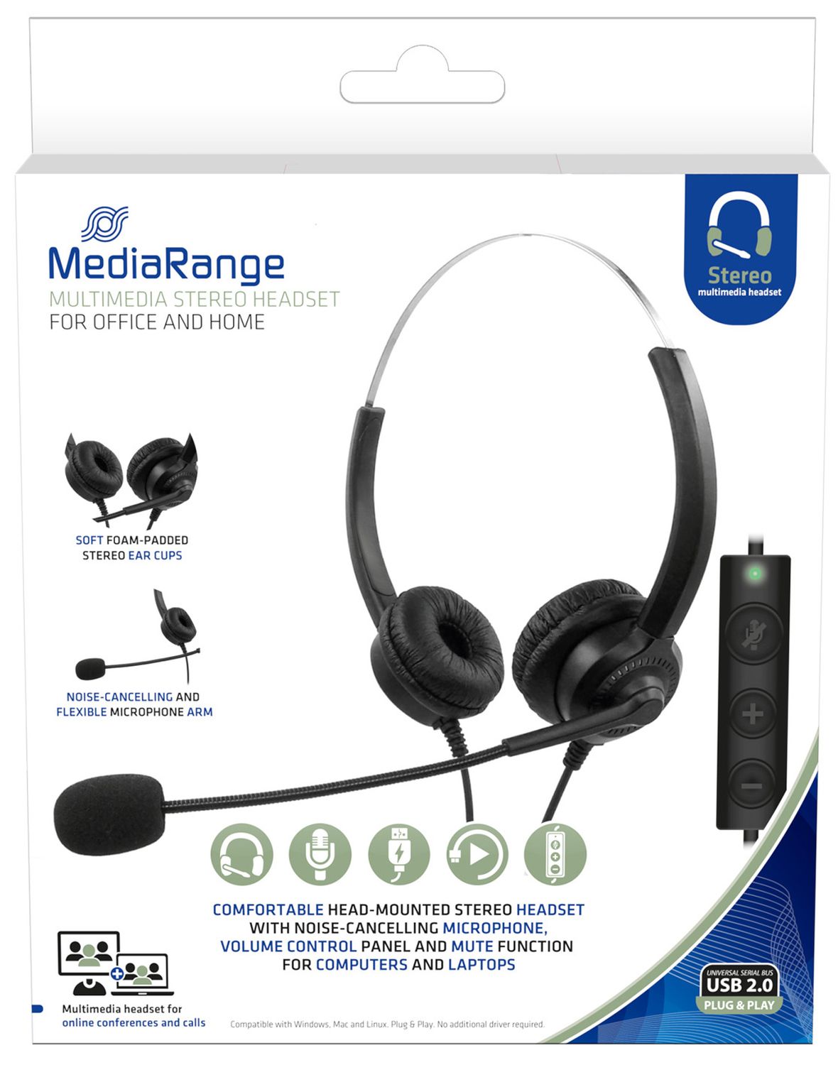 Headset Stereo mit Mikrofon - schwarz/silber Headset Stereo mit Mikrofon - schwarz/silber