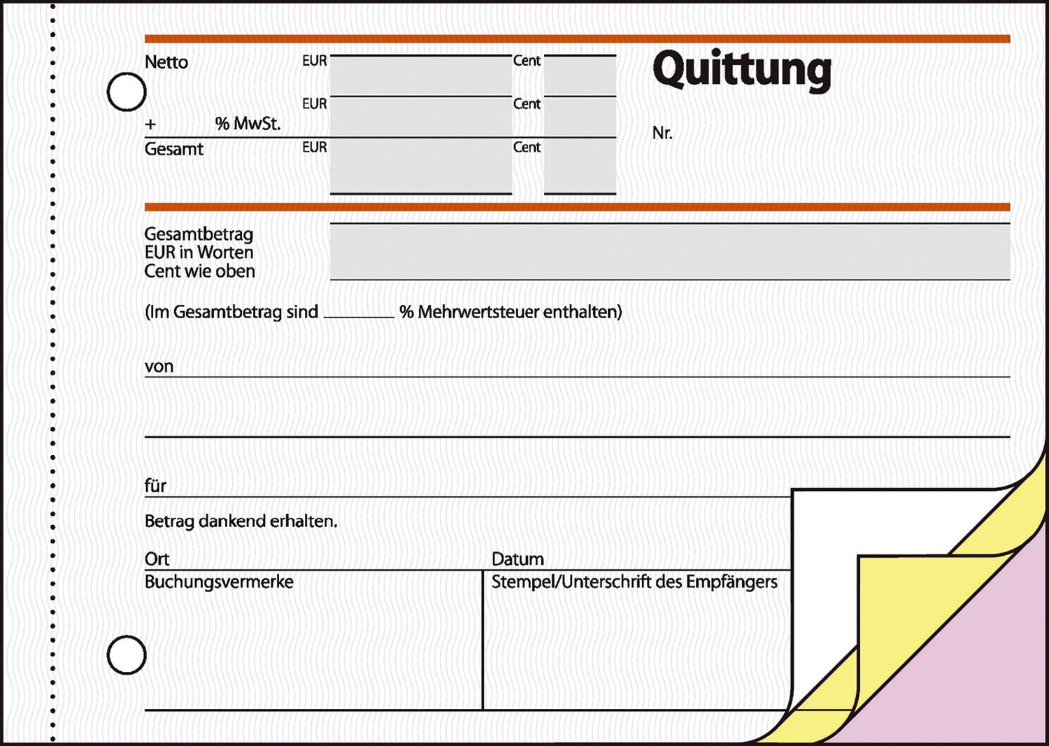 Quittungen mit Sicherheitsdruck - A6 quer, 1. und 2. Blatt bedruckt, SD, MP, 3 x 40 Blatt Quittungen mit Sicherheitsdruck - A6 quer, 1. und 2. Blatt bedruckt, SD, MP, 3 x 40 Blatt