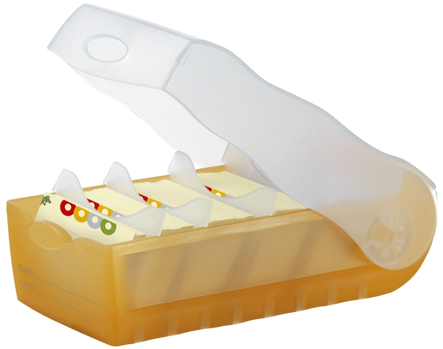 Karteibox CROCO - A8 quer, für 500 Karten, orange-transl. Karteibox CROCO - A8 quer, für 500 Karten, orange-transl.