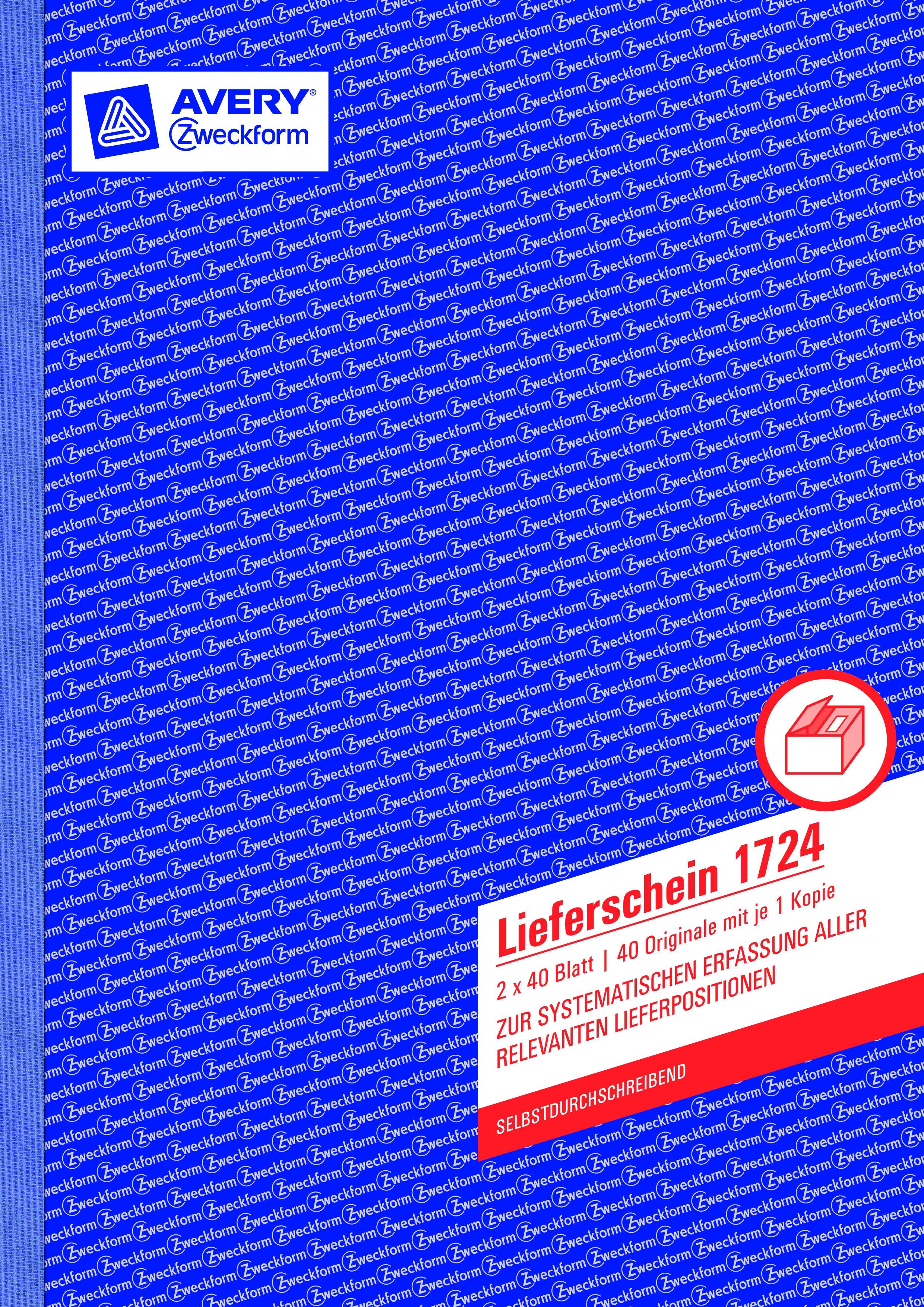 1724 Lieferschein, DIN A4, selbstdurchschreibend, 2 x 40 Blatt, weiß, gelb 1724 Lieferschein, DIN A4, selbstdurchschreibend, 2 x 40 Blatt, weiß, gelb