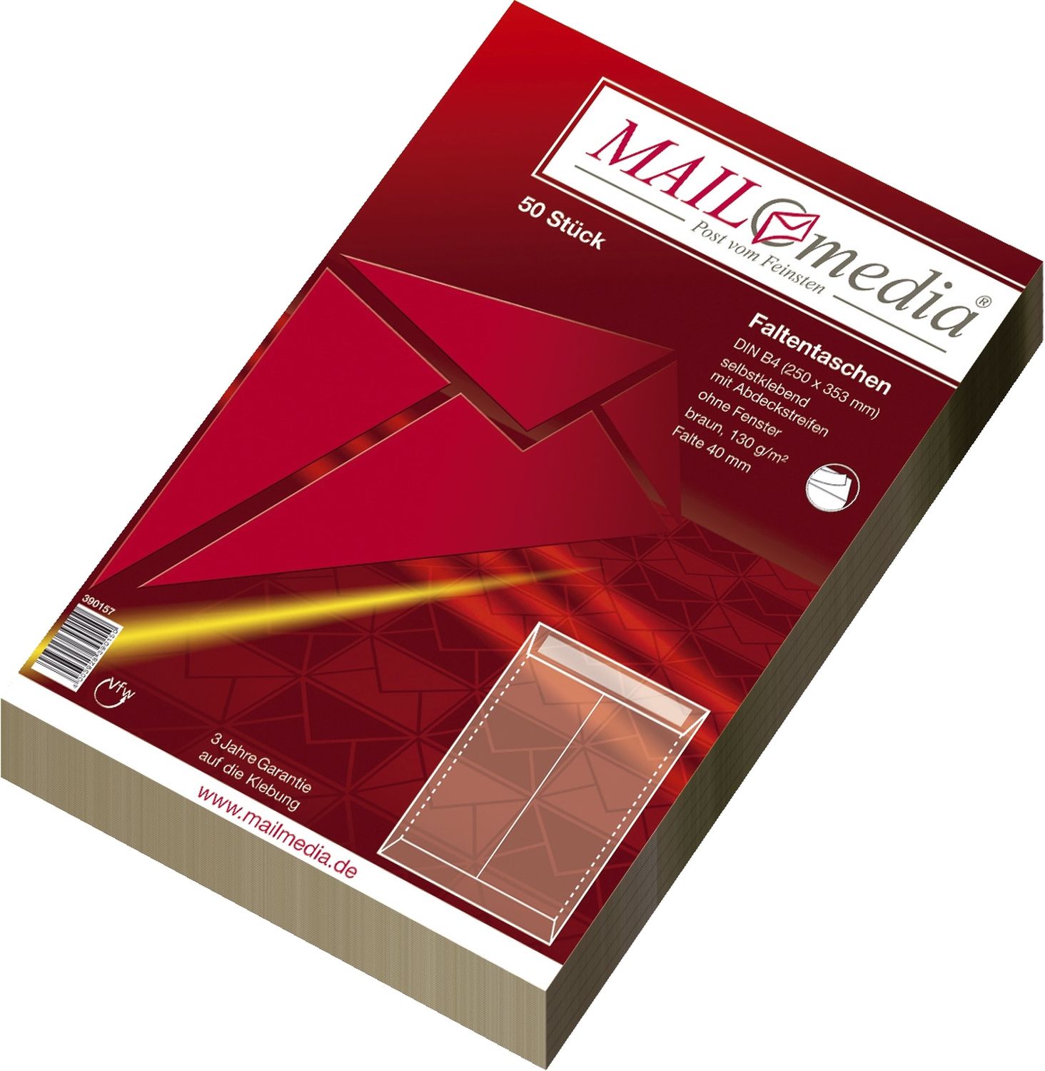 Faltentasche MAILmedia® 30002522, B4,Falte 40mm,haftklebend,m.Abdeckstr.,o.F.,braun,130 g,50 St. Faltentasche MAILmedia® 30002522, B4,Falte 40mm,haftklebend,m.Abdeckstr.,o.F.,braun,130 g,50 St.