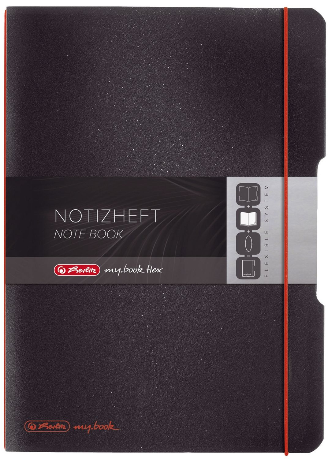 Notizheft flex PP - A4, liniert/kariert, 2x 40 Blatt, schwarz