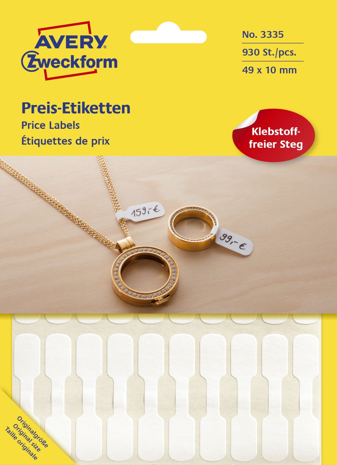 3335 Preis-Etiketten - 49 x 10 mm, weiß, 924 Etiketten/28 Blatt, permanent 3335 Preis-Etiketten - 49 x 10 mm, weiß, 924 Etiketten/28 Blatt, permanent