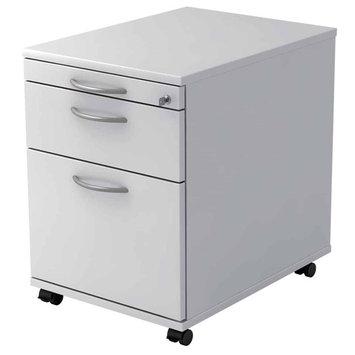 Rollcontainer - 42,8 x 59 x 58 cm, 1 Schub, Hängeregistratur, Bogengriff, Weiß, mit Montageservice Rollcontainer - 42,8 x 59 x 58 cm, 1 Schub, Hängeregistratur, Bogengriff, Weiß, mit Montageservice