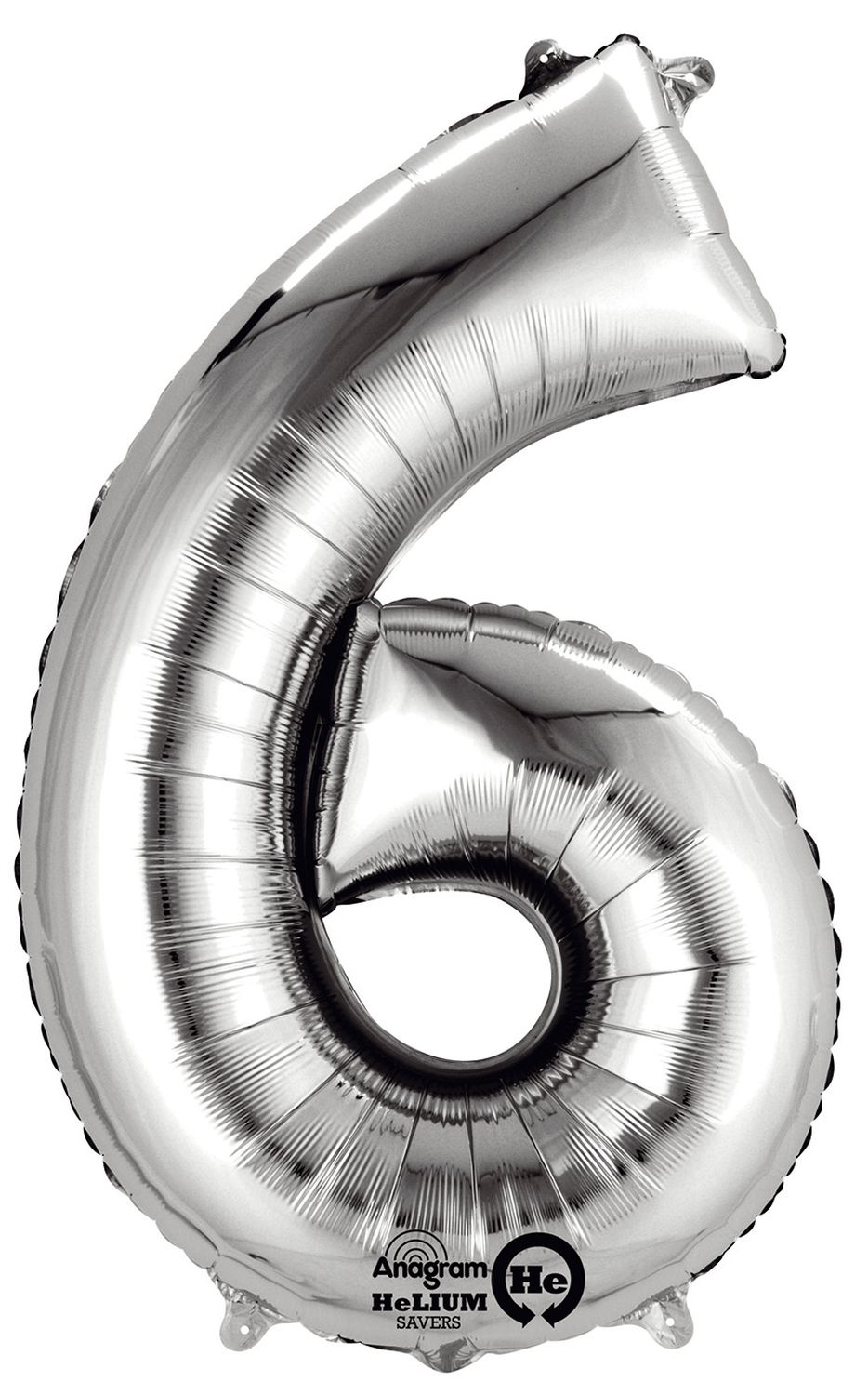 Folienballon Zahl 6 - silber