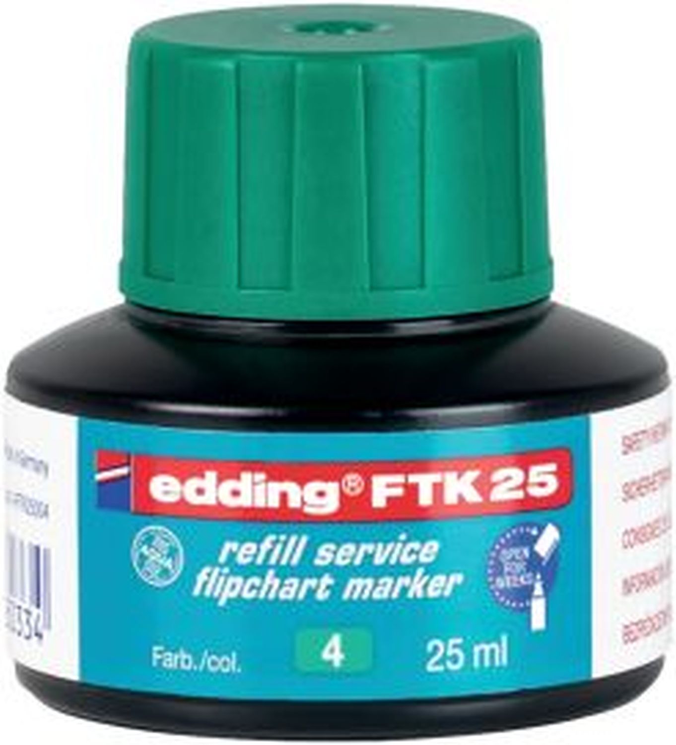 FTK 25 Nachfülltusche - für Flipchartmarker, 25 ml, grün FTK 25 Nachfülltusche - für Flipchartmarker, 25 ml, grün