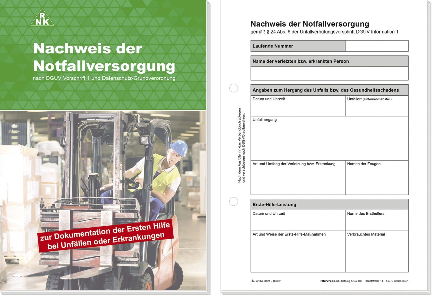 Vordruck Nachweis der Notfallversorgung - A5, 50 Blatt Vordruck Nachweis der Notfallversorgung - A5, 50 Blatt