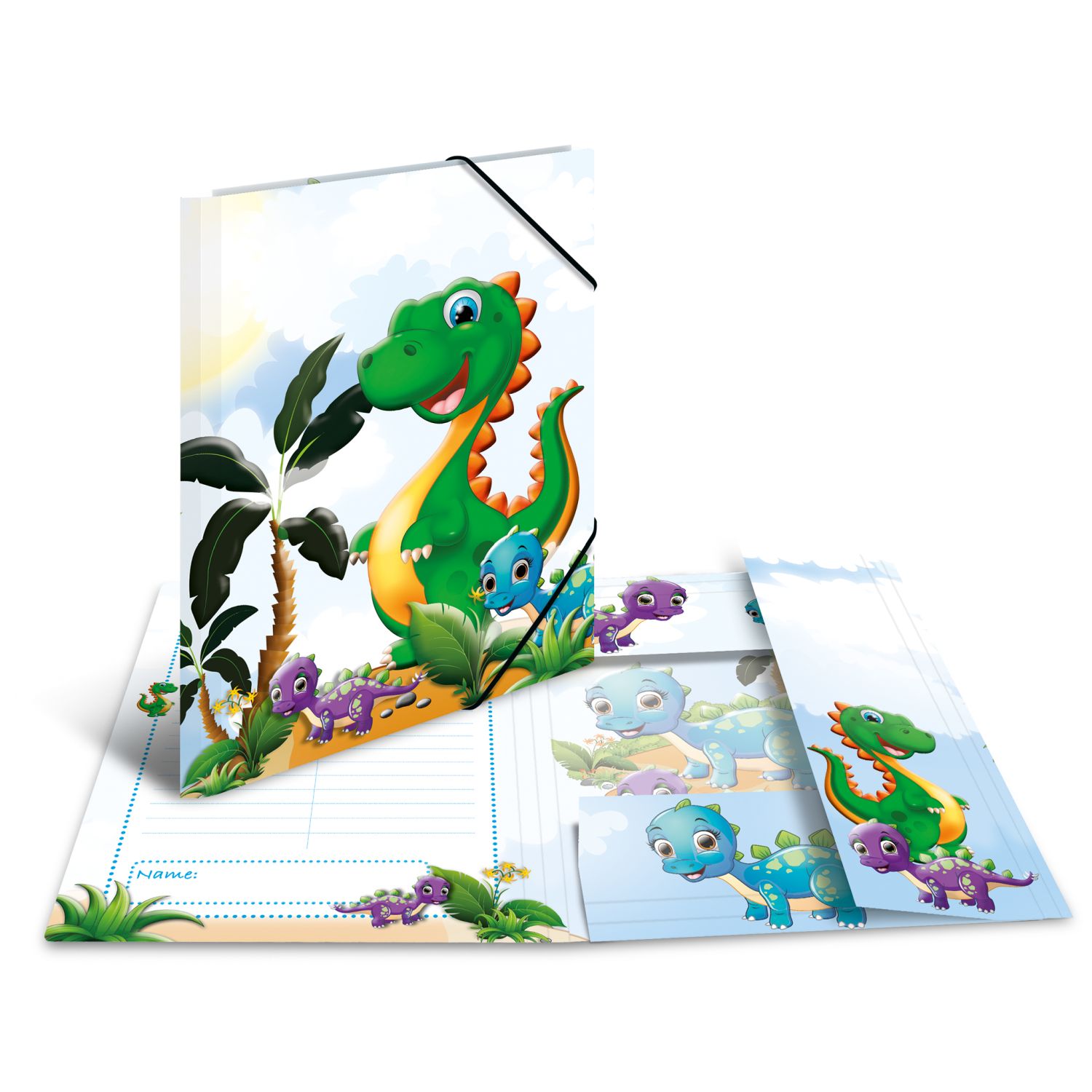 19785 Sammelmappe Dinos - A4, Karton, Gummizug, Register und Namensfeld 19785 Sammelmappe Dinos - A4, Karton, Gummizug, Register und Namensfeld
