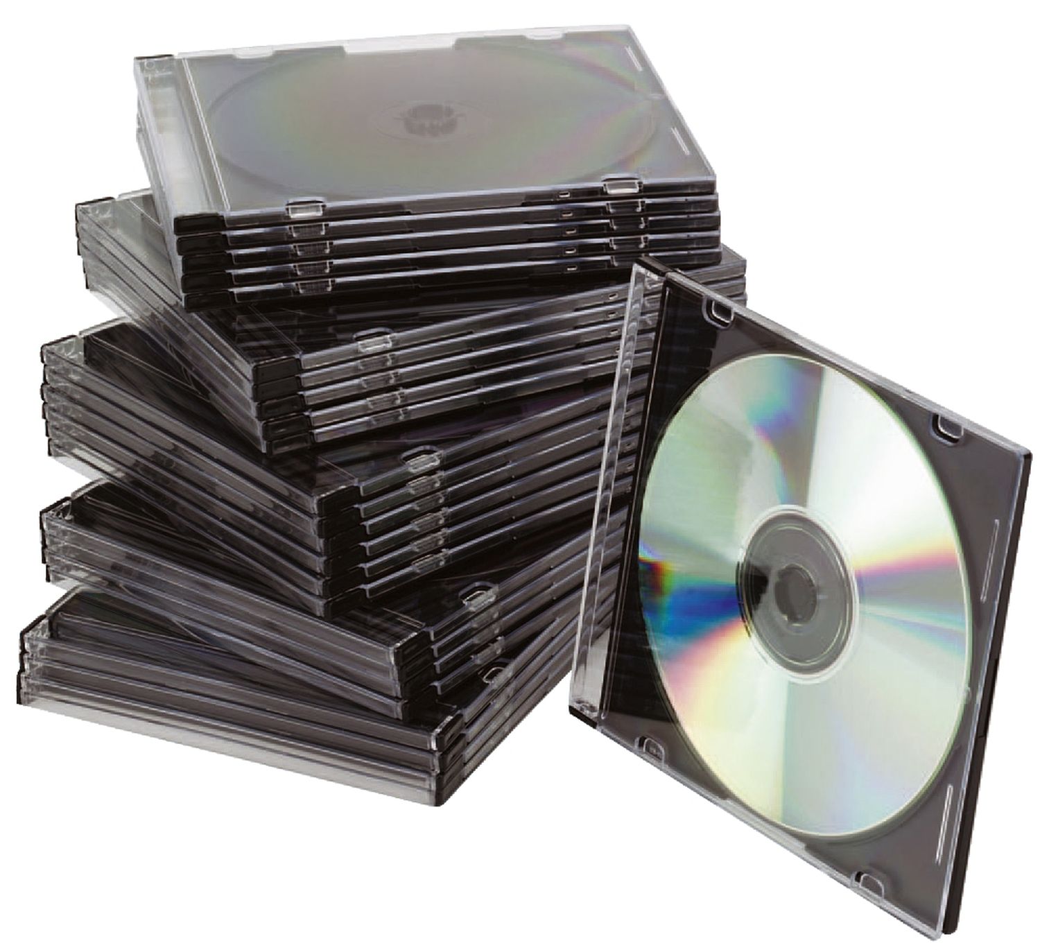 CD-Boxen Standard - Slim Line für 1 CD/DVD, transparent/schwarz, Packung mit 25 Stück