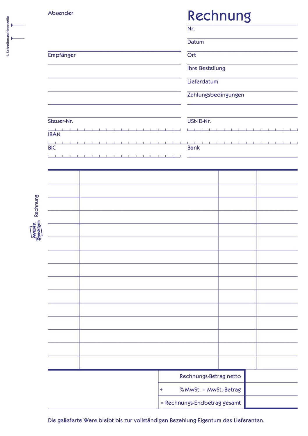 1230 Rechnung - A5, vorgelocht, 100 Blatt, weiß 1230 Rechnung - A5, vorgelocht, 100 Blatt, weiß