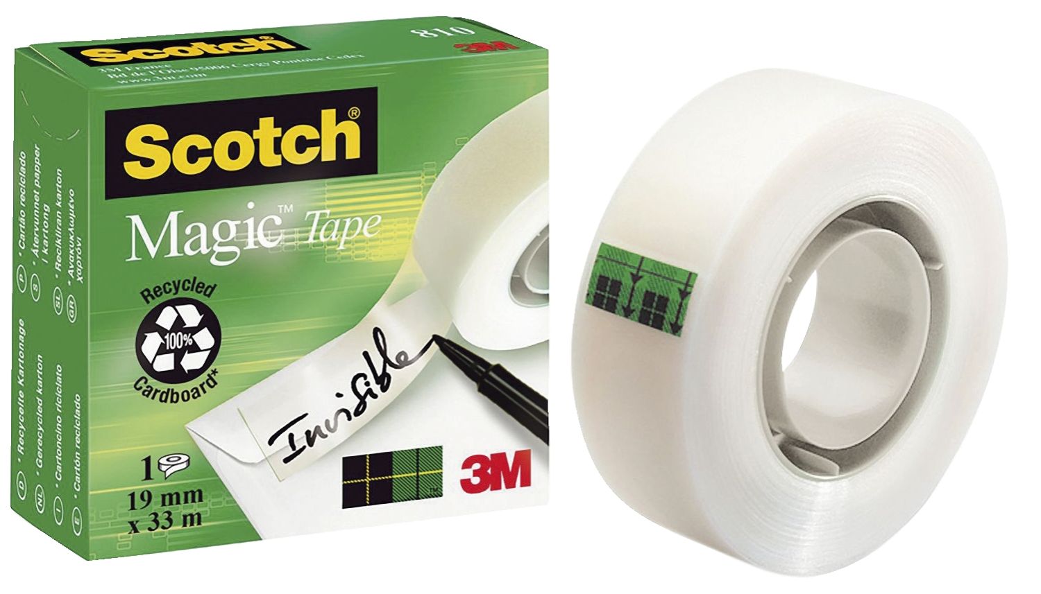 Klebeband Magic 810, Zellulose Acetat, unsichtbar, beschriftbar, 33 m x 19 mm