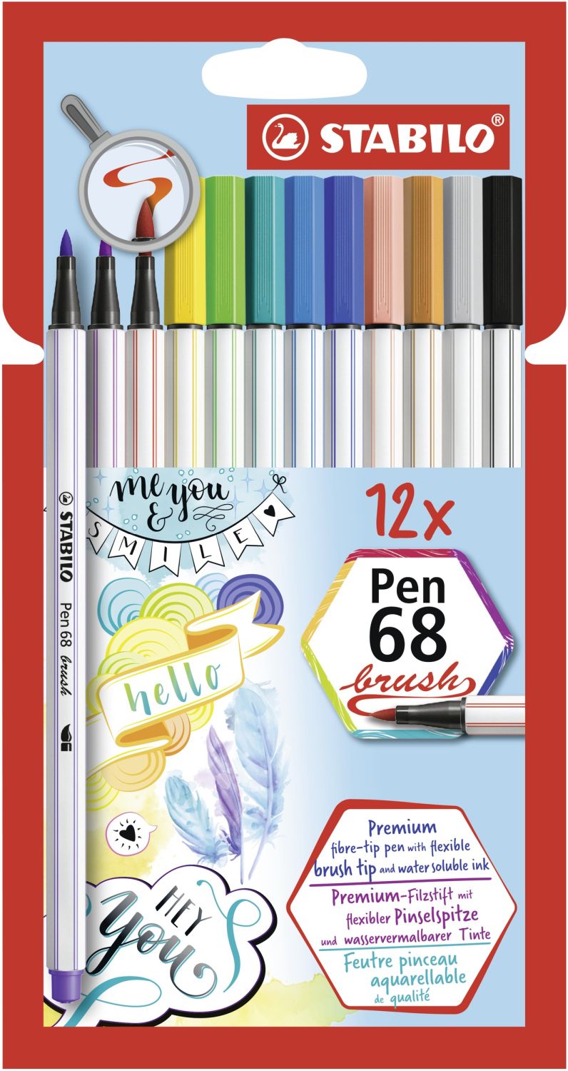 Premium-Filzstift mit Pinselspitze für variable Strichstärken - Pen 68 brush - 12er Pack - mit 12 verschiedenen Farben Premium-Filzstift mit Pinselspitze für variable Strichstärken - Pen 68 brush - 12er Pack - mit 12 verschiedenen Farben