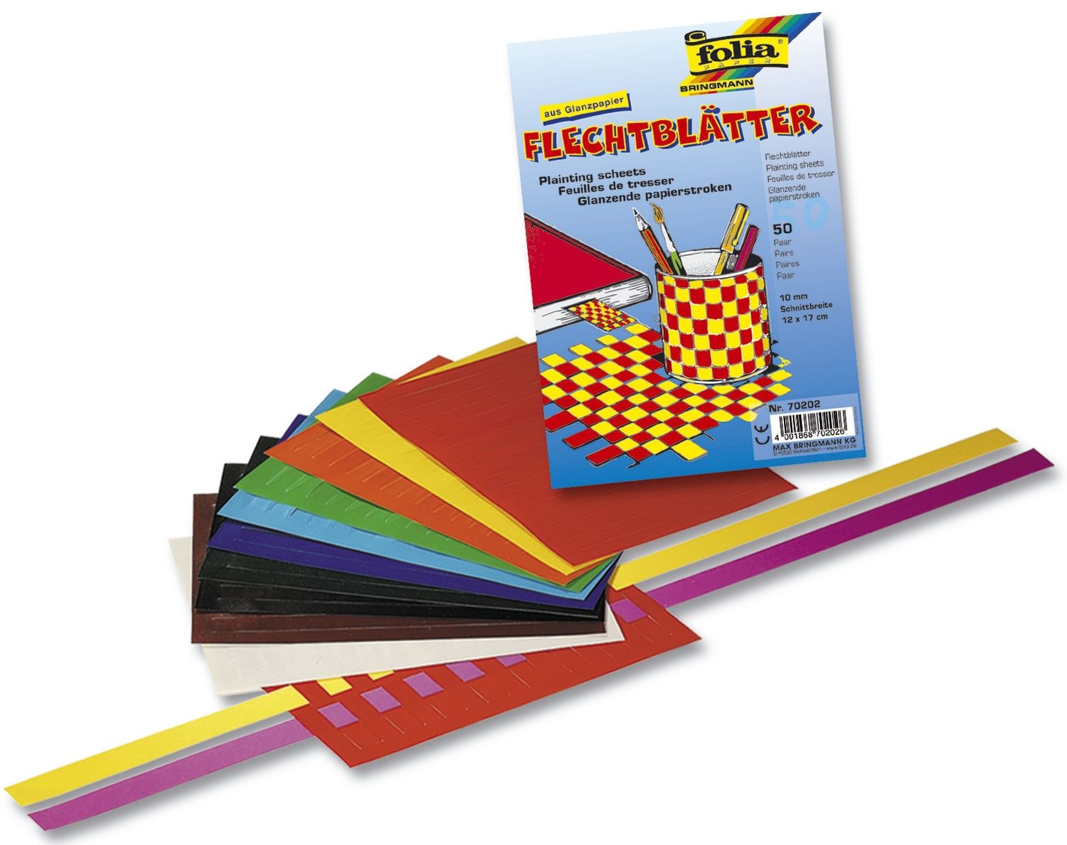 Flechtblätter - ungummiert, 12x17cm, 10 Farben sortiert Flechtblätter - ungummiert, 12x17cm, 10 Farben sortiert