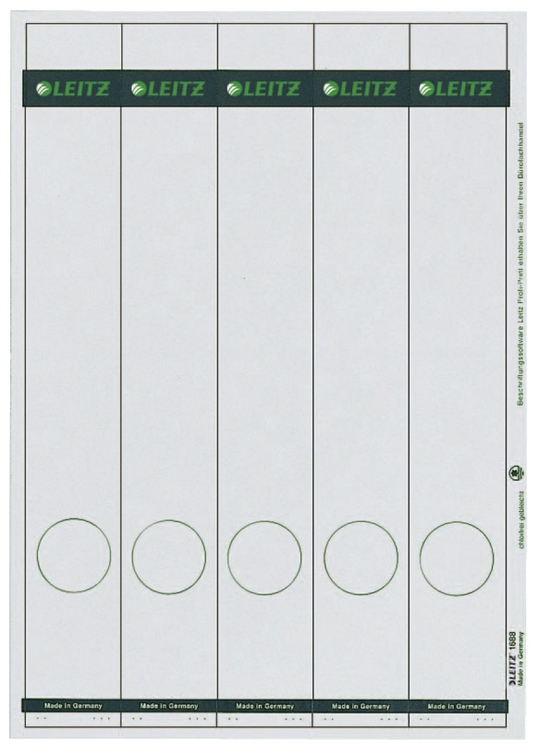 Rückenschild Leitz 1688-00-85, PC-beschriftbare, lang/schmal 38 x 285 mm, 75 Stück, hellgrau Rückenschild Leitz 1688-00-85, PC-beschriftbare, lang/schmal 38 x 285 mm, 75 Stück, hellgrau
