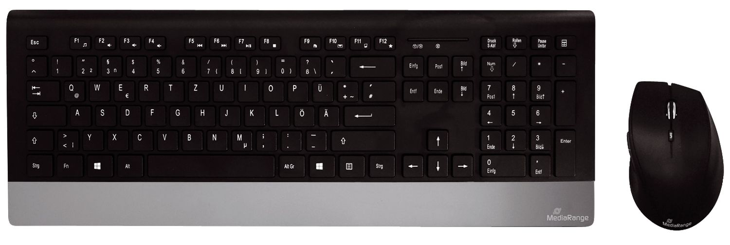 Funk-Tastatur- und Maus-Set HIGHLINE, QWERTZ, schwarz/silber Funk-Tastatur- und Maus-Set HIGHLINE, QWERTZ, schwarz/silber
