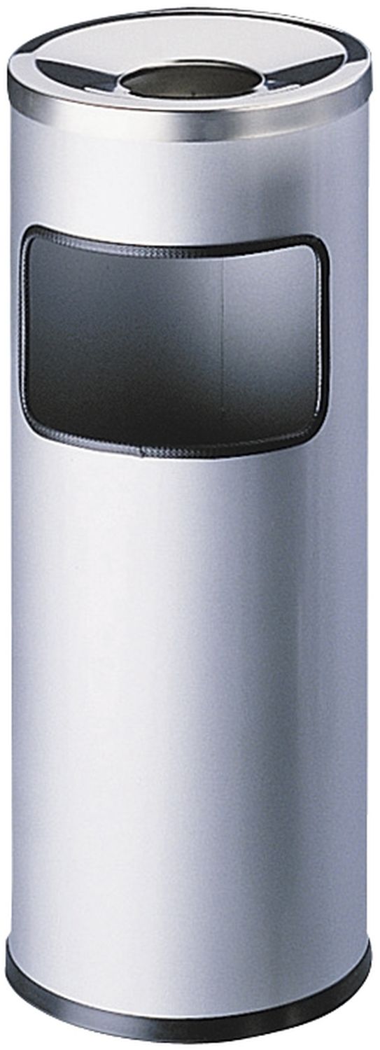 Papierkorb mit Ascher SAFE Metall - Ø250 x 630 mm, 17 l silber metallic Papierkorb mit Ascher SAFE Metall - Ø250 x 630 mm, 17 l silber metallic