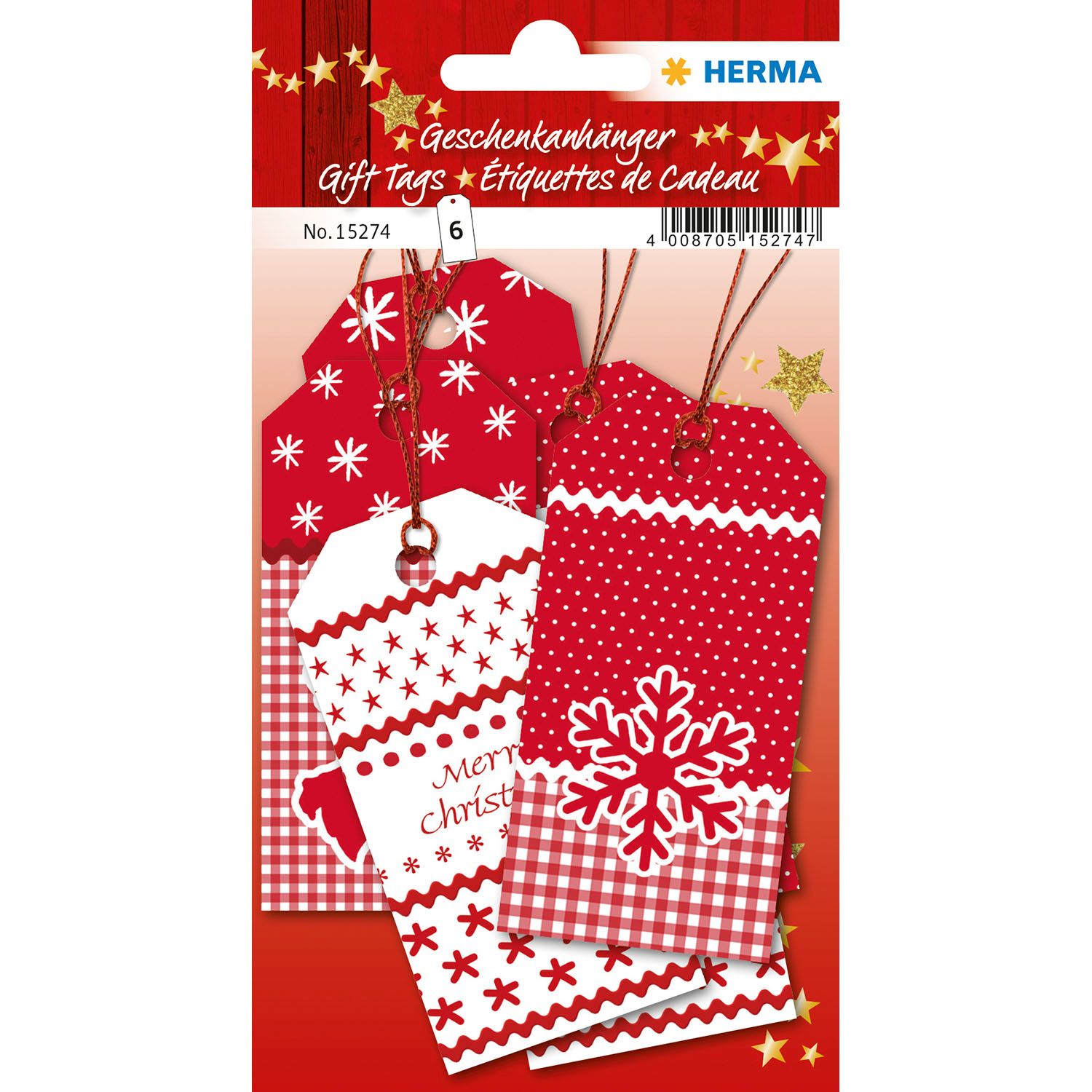Geschenkanhänger Weihnachten "White Christmas" - 8 x 4 cm, 6 Stück, rot Geschenkanhänger Weihnachten "White Christmas" - 8 x 4 cm, 6 Stück, rot