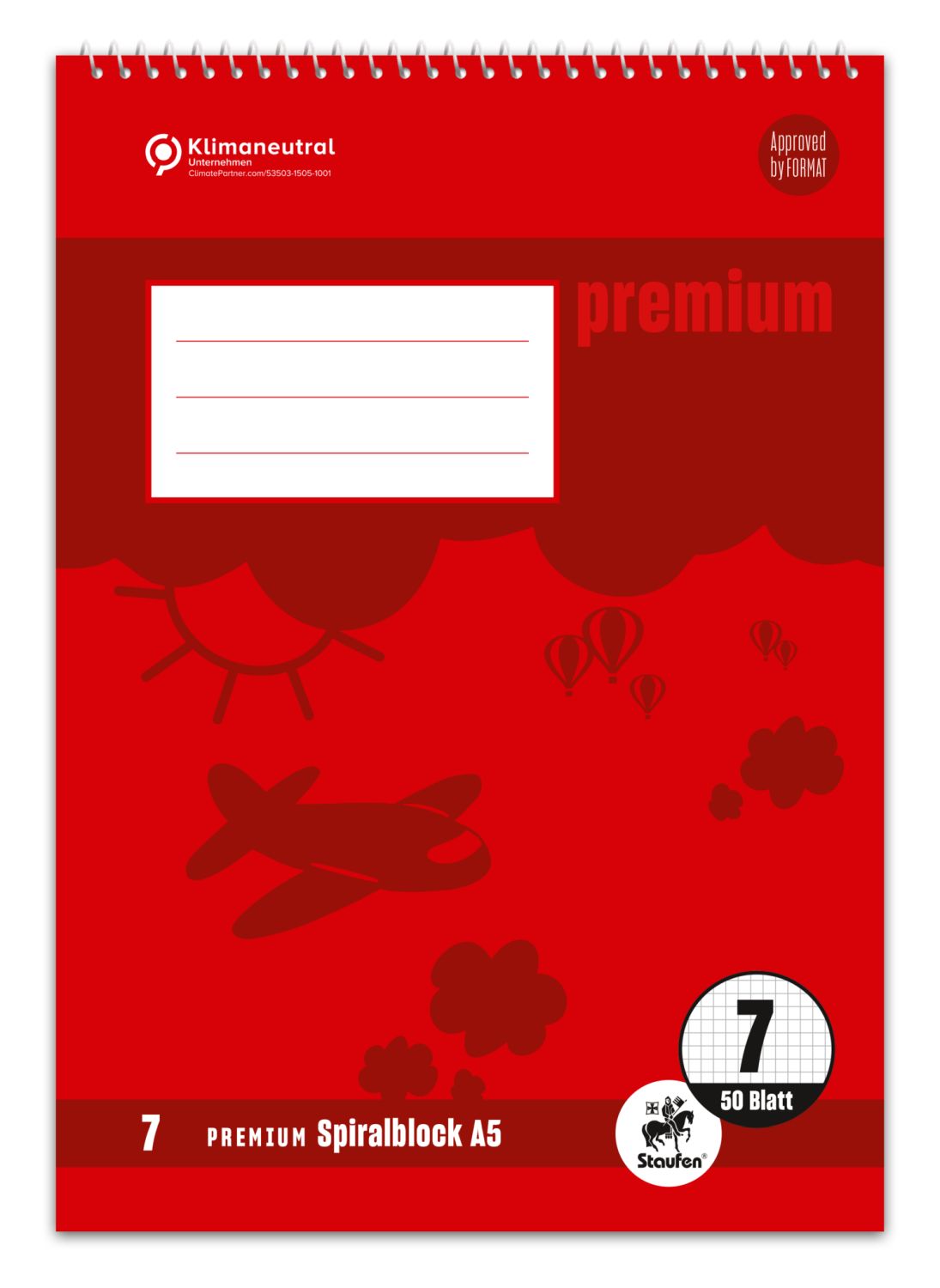 Spiralblock PREMIUM LIN 7 - A5, 40 Blatt, 7 mm kariert Spiralblock PREMIUM LIN 7 - A5, 40 Blatt, 7 mm kariert