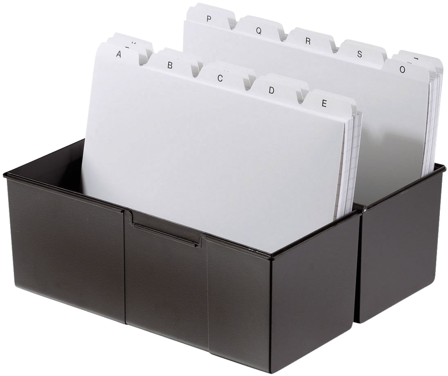 Karteibox DIN A7 quer - für 300 Karten mit Stahlscharnier, schwarz Karteibox DIN A7 quer - für 300 Karten mit Stahlscharnier, schwarz