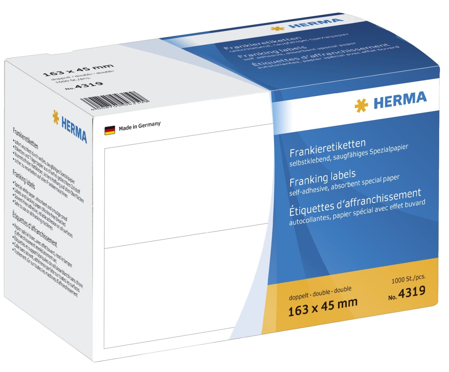 4319 Frankier-Etiketten - doppelt, 163x45 mm, 1000 Stück 4319 Frankier-Etiketten - doppelt, 163x45 mm, 1000 Stück