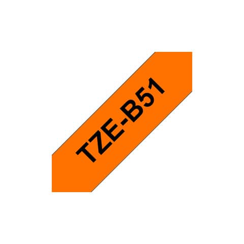 Schriftband brother TZe-B51 TZeB51, Kunststoffband, Breite 24 mm, Länge 8 m, schwarz auf Signal-Orange