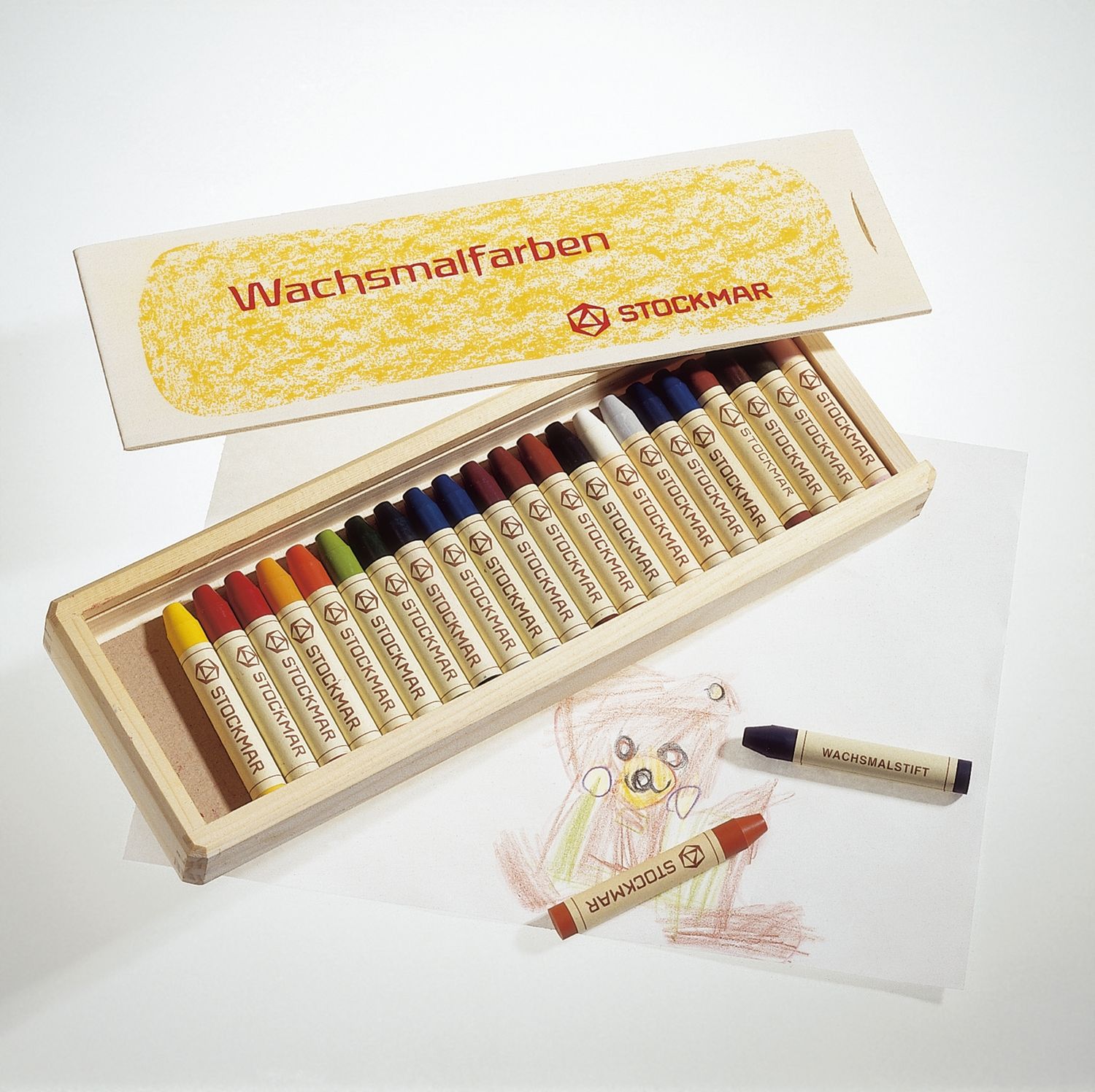 Wachsmalstift - 24 Farben, Holzkassette Wachsmalstift - 24 Farben, Holzkassette