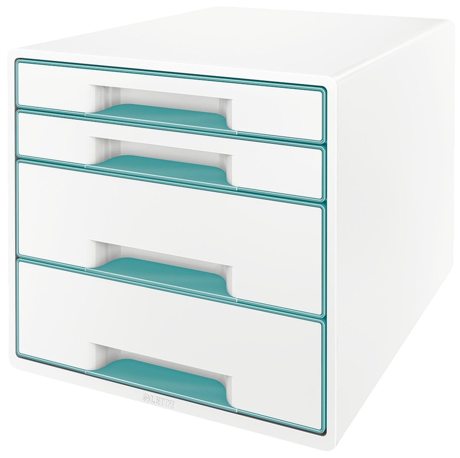 5213 Schubladenbox WOW CUBE - A4/C4, 4 geschlossene Schubladen, perlweiß/eisblau metallic