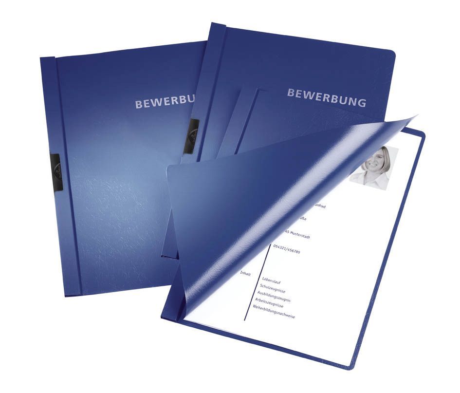 Bewerbungsmappe mit Clip, Hart-/Weichfolie, A4, 30 Blatt, dunkelblau Bewerbungsmappe mit Clip, Hart-/Weichfolie, A4, 30 Blatt, dunkelblau