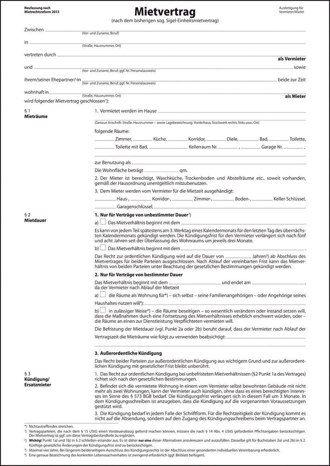 Mietvertrag-, ehemals Einheitsmietvertrag - A4, 6 seitig Mietvertrag-, ehemals Einheitsmietvertrag - A4, 6 seitig