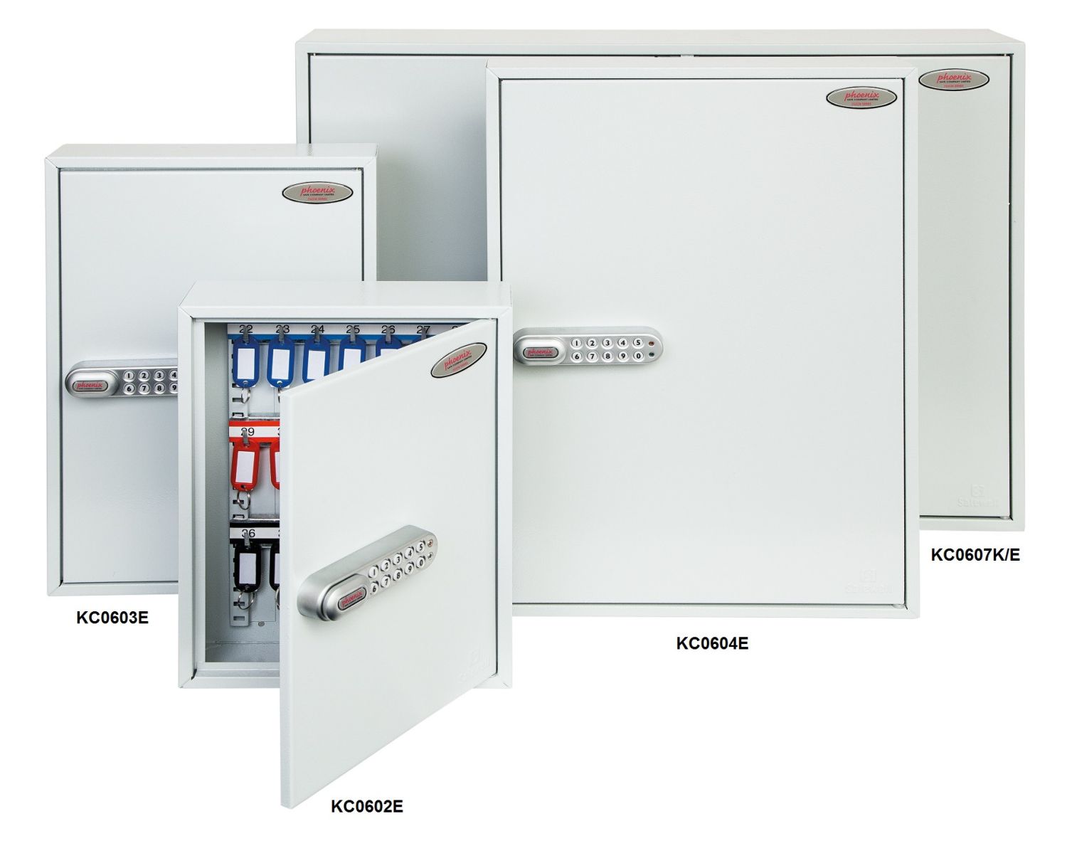 Schlüsselschrank Elektronikschloss - 42 Haken, 270 x 350 x 80 mm, grau