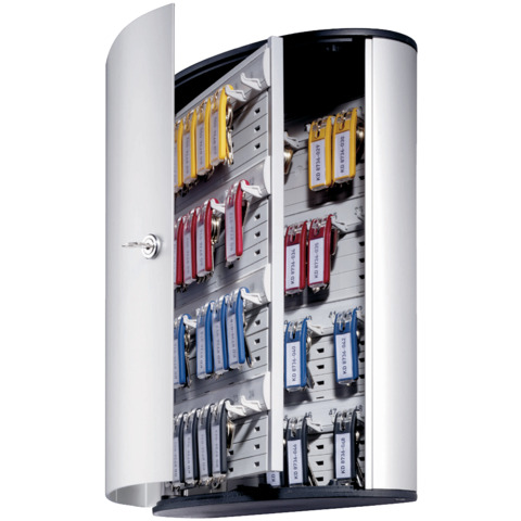 Schlüsselkasten Durable Key Box 195423, mit 48 Haken, 30 x 40 x 11,8 cm, mit Zylinderschloss, silber