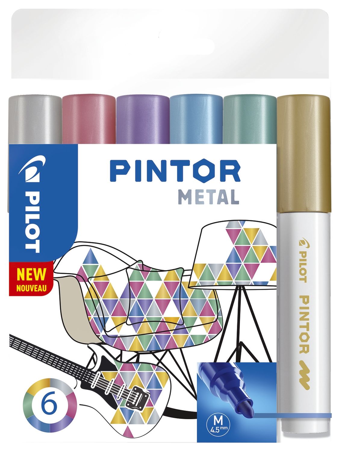 Kreativmarker Pintor Metallic - M, 6 Stück sortiert