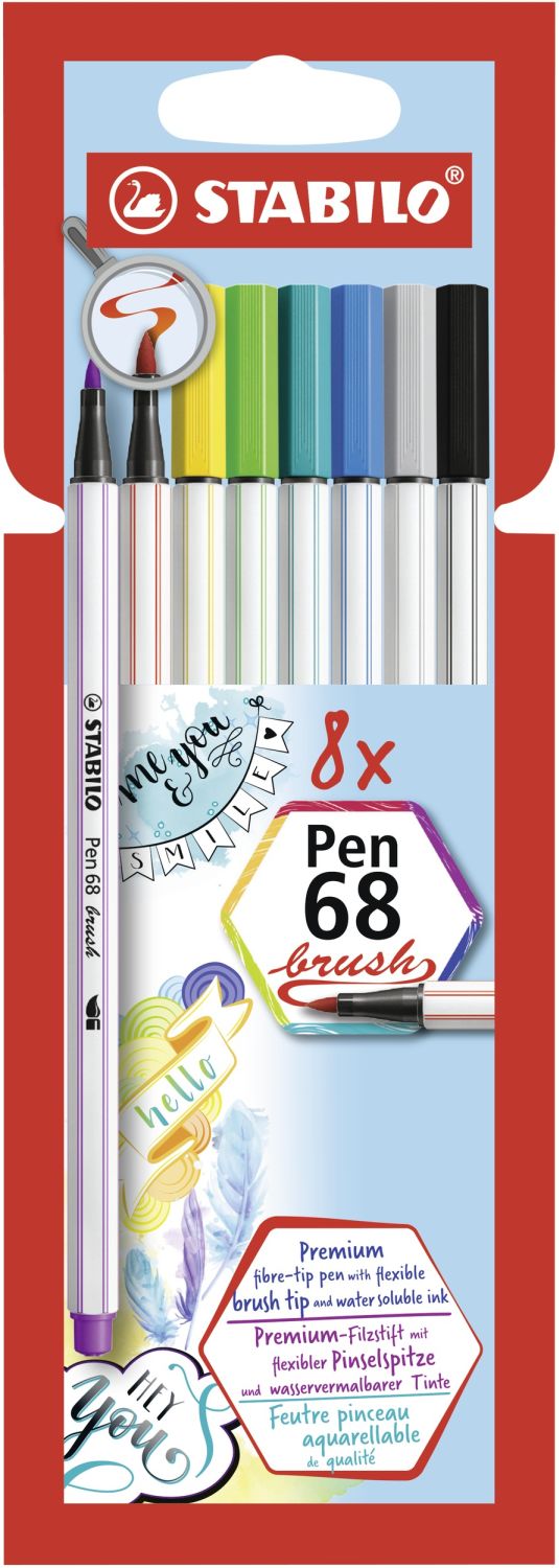 Premium-Filzstift mit Pinselspitze für variable Strichstärken - Pen 68 brush - 8er Pack - mit 8 verschiedenen Farben Premium-Filzstift mit Pinselspitze für variable Strichstärken - Pen 68 brush - 8er Pack - mit 8 verschiedenen Farben