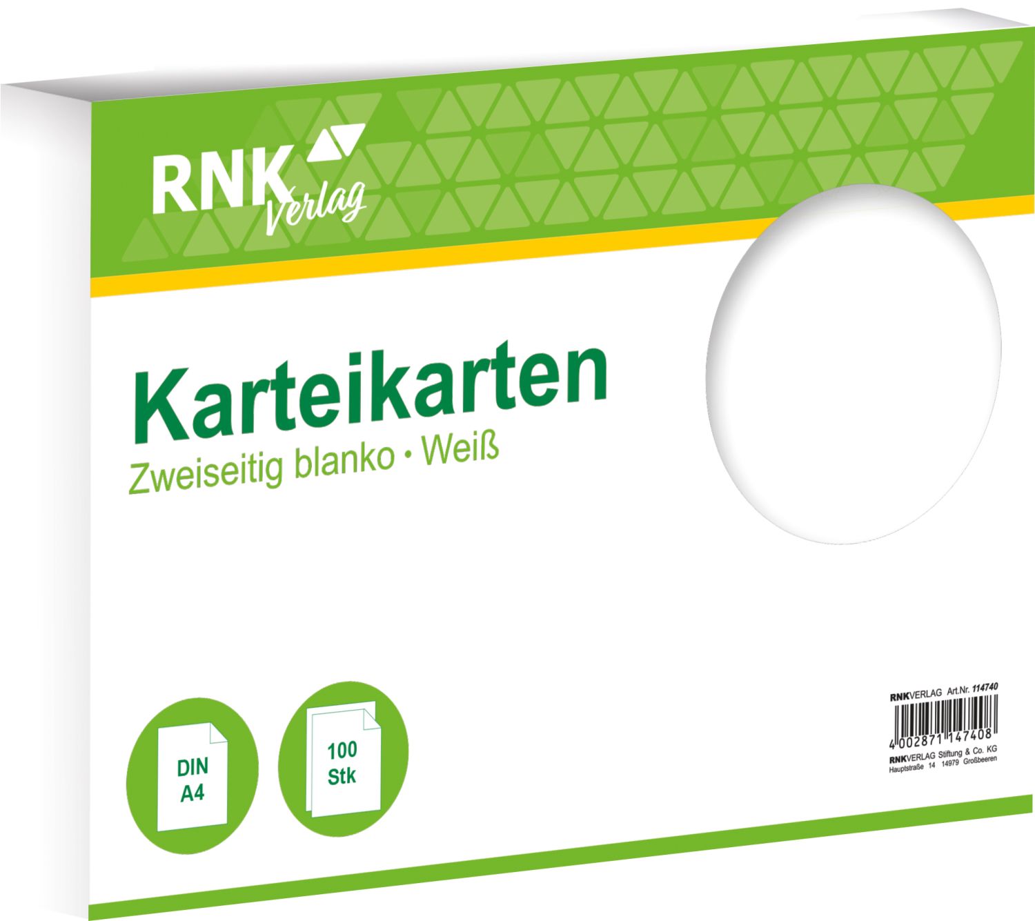 Karteikarten - DIN A4, blanko, weiß, 100 Karten