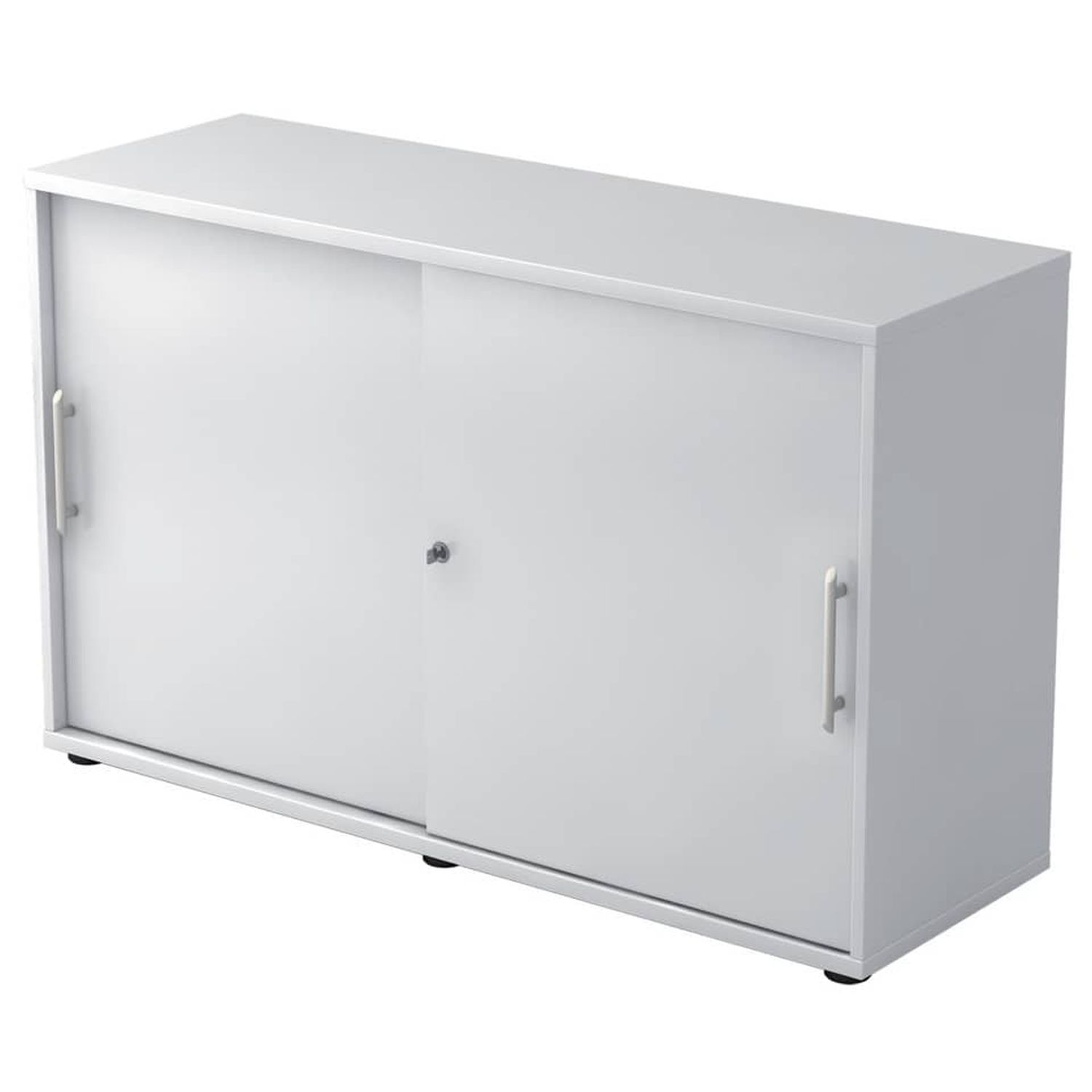 Schiebetürschrank - 2OH, 120 cm, Relinggriff, Weiß/Weiß, mit Montageservice